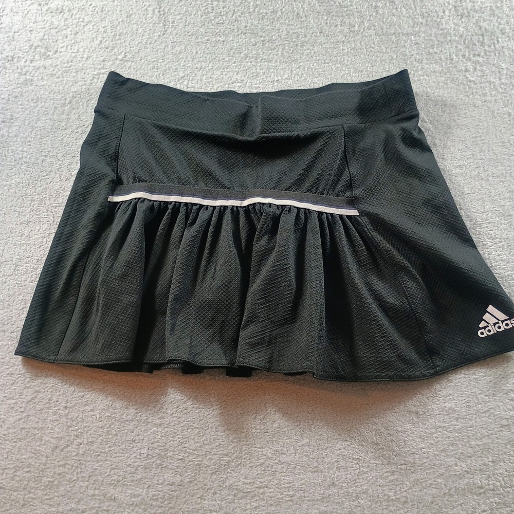 Adidas Women Climalite Tennis Skort Black Small Ruffle Hem Z20515